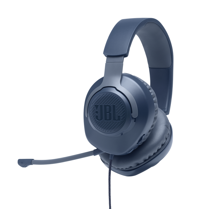 JBL Quantum 100 - Blue - Wired over-ear gaming headset with flip-up mic - Hero image number null